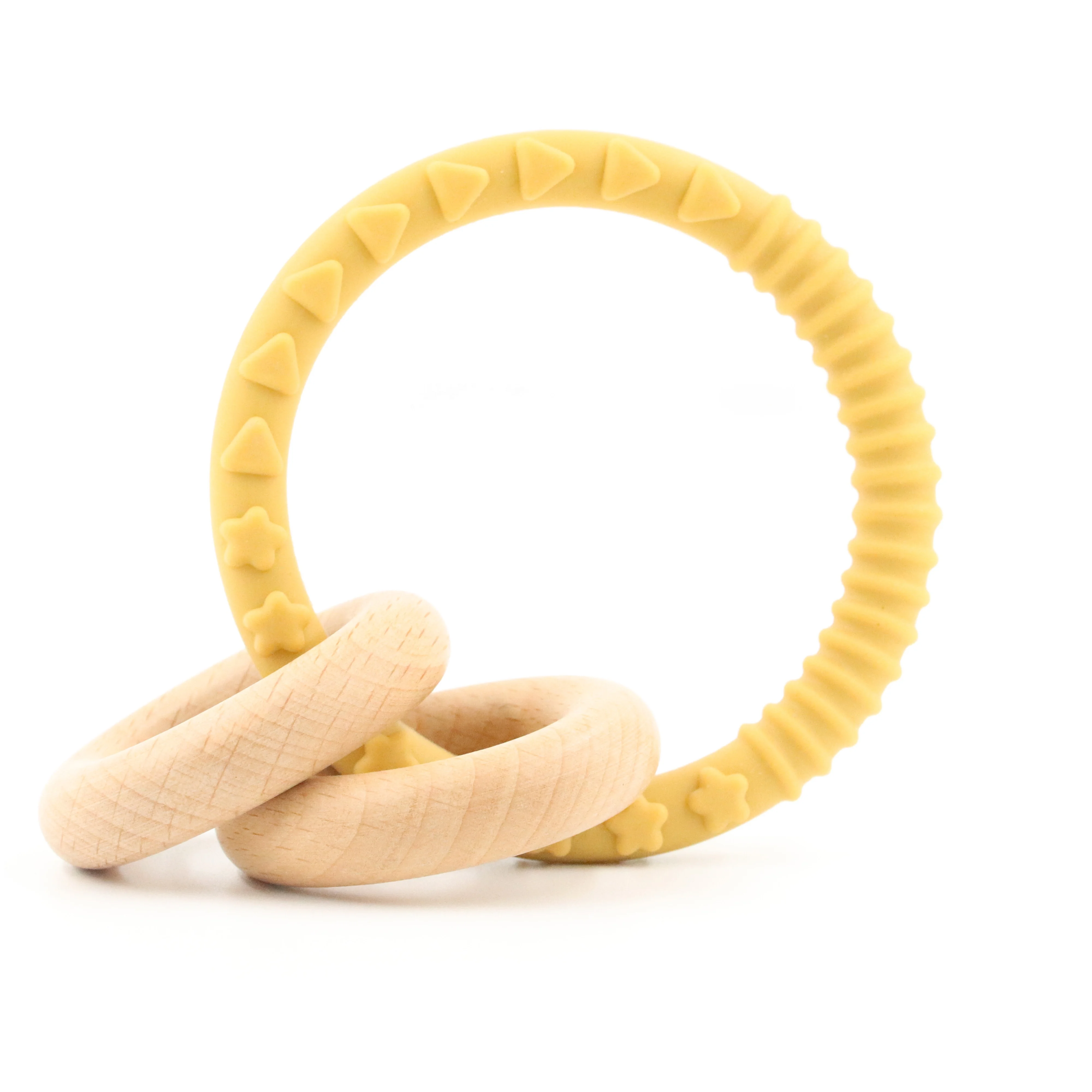 Натуральное большое деревянное кольцо, детская погремушка, экологически чистое Силиконовое детское кольцо-прорезыватель, погремушка