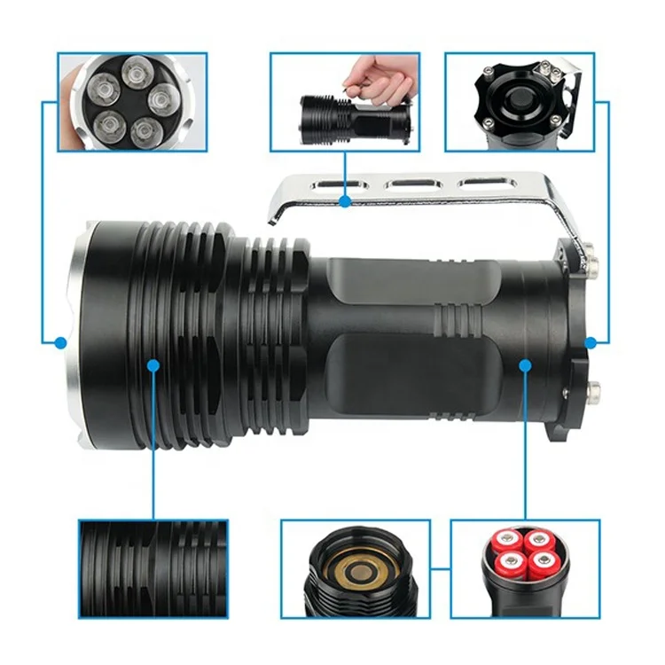 5 LED Flashlight Outdoor Working Hunting Marine Long Range Handheld Searchlight