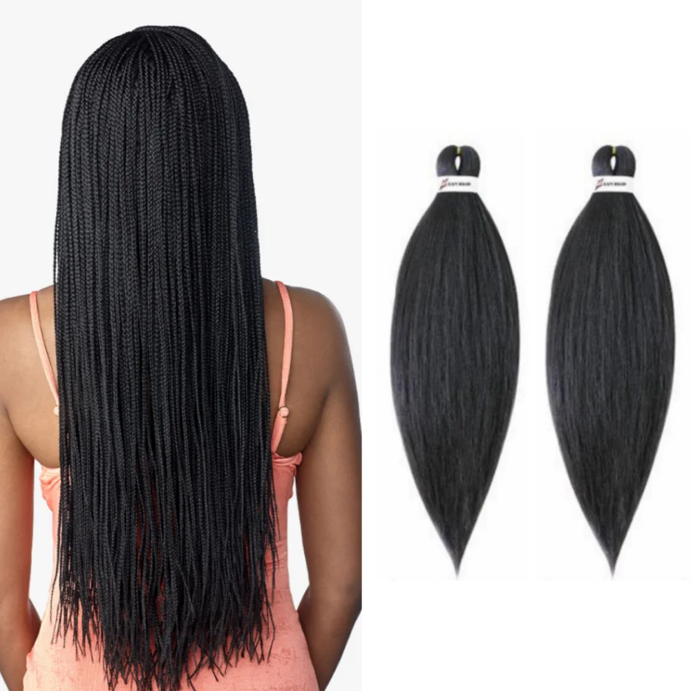 Wholesale Synthetic Fiber Natural Smooth Braiding Hair Pre-stretched Braiding Hair Yaki Bundles for Woman