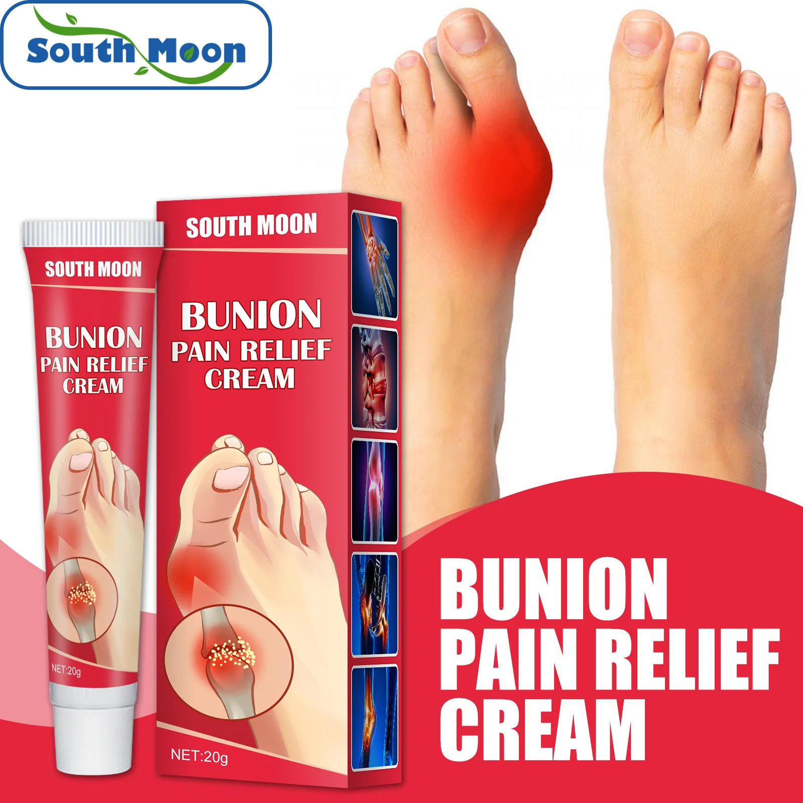 South Moon 20g Bunion Pain Relief Ointment Joint Toe Pain Cream Bunion Gout Pain Relief Stiffness Inflammation Treatment