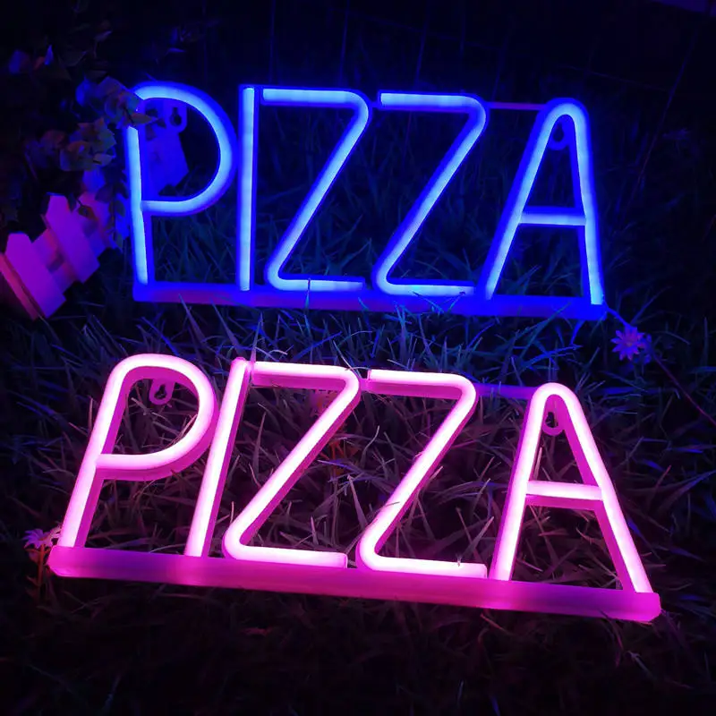 Custom Hanging Neon Night Lights USB/Battery Operated Led Pizza Neon Sign for Wall Shop Restaurant Kitchen Party Bar Decoration