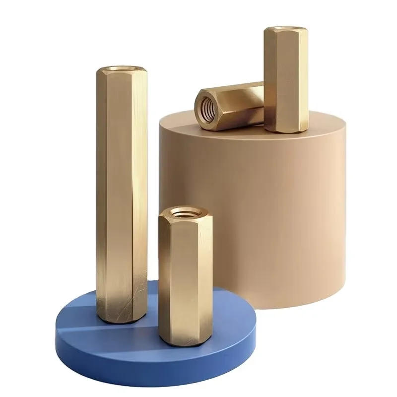 Brass Hex Threaded Stud Connector Brass Spacer Hex Long Connecting Hexagon Copper Coupling Nuts