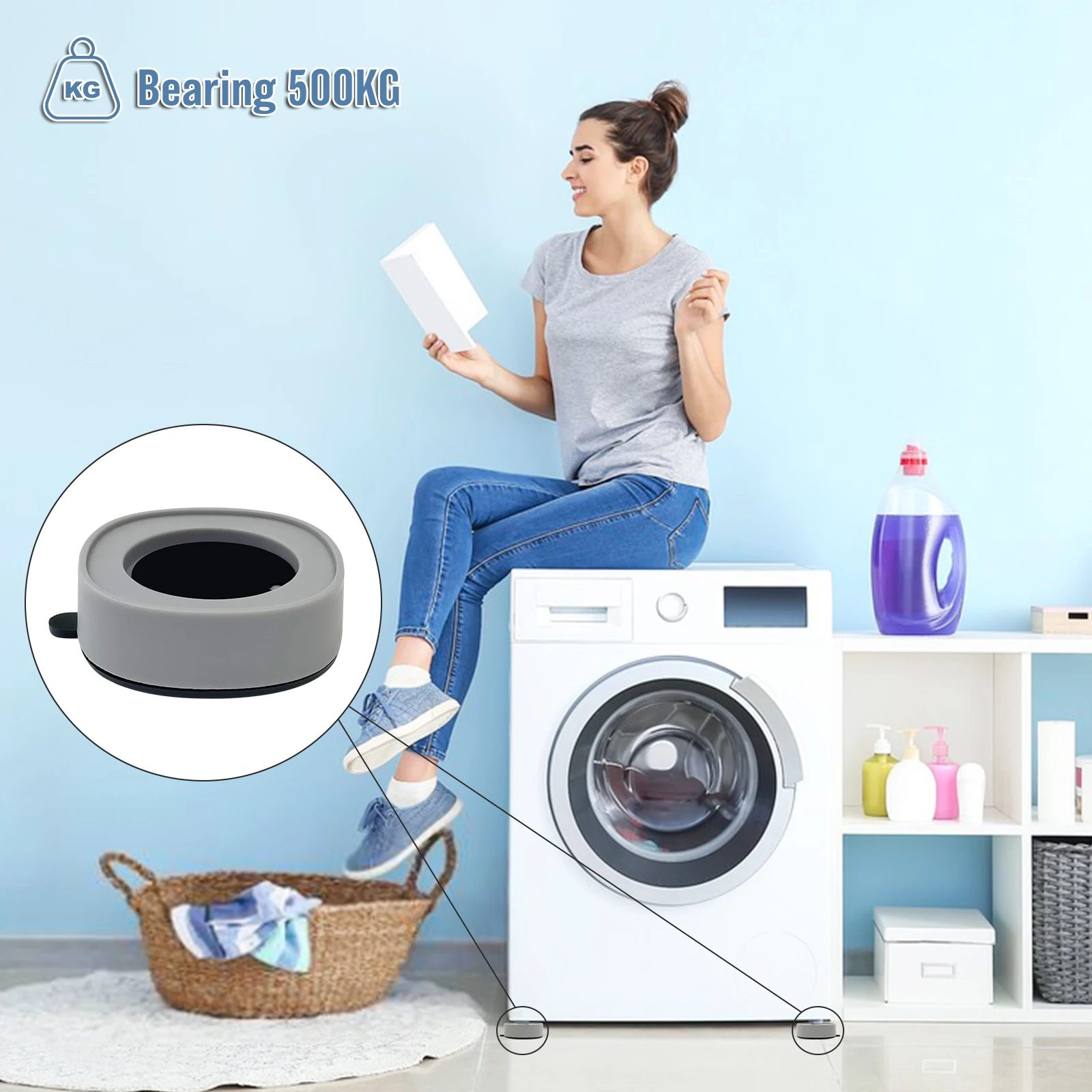 Anti-Vibration Feet for Washing Machine & Dryer - Rubber Feet Pads to Reduce Noise and Protect Floors - Set of 4