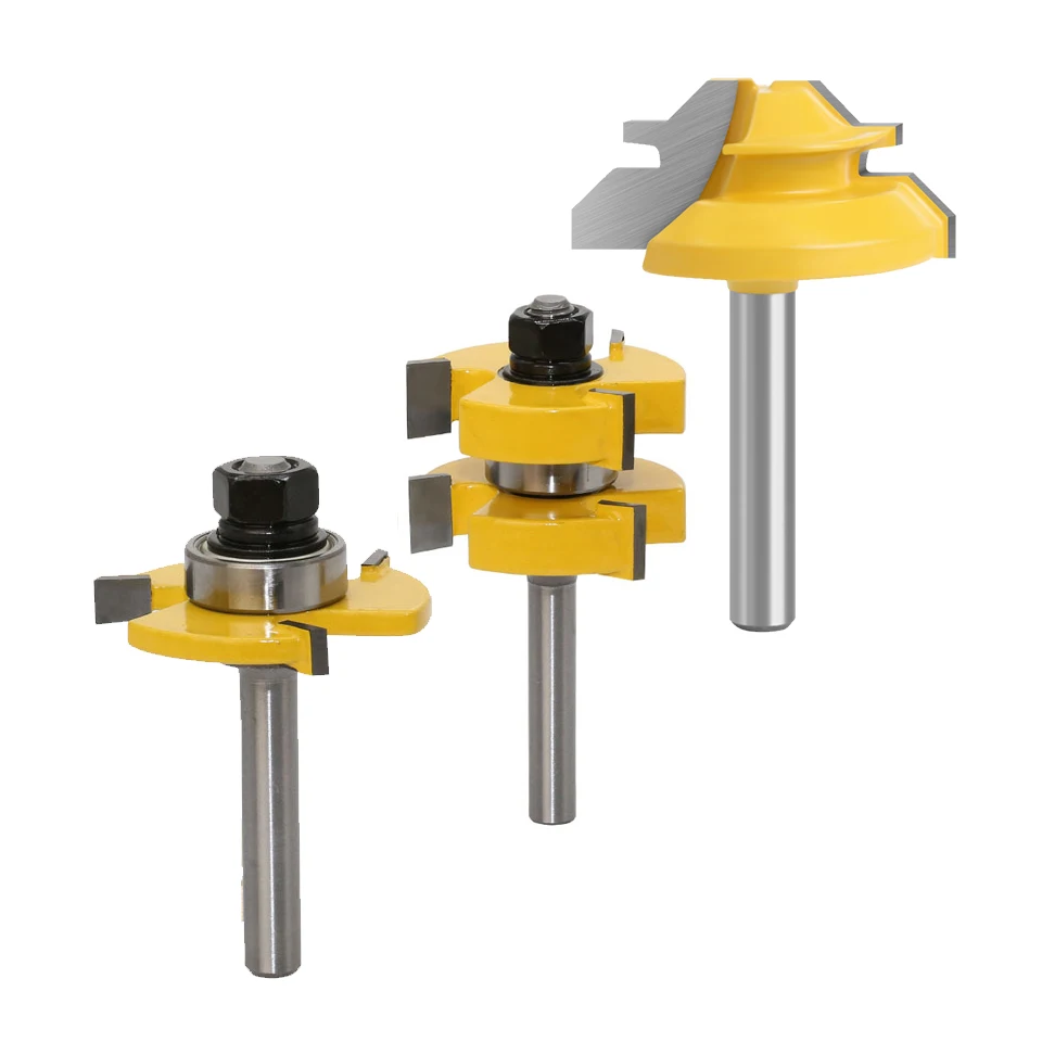 Tongue  Groove Joint Assemble Router Bits T-Slot Tenon Milling Cutter Carving for Wood Woodworking Teeth Cutting Tools