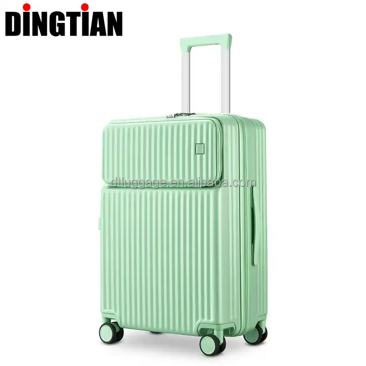 Universal Wheels Tsa Lock Password Boarding Laptop Computer Pocket Type-C Usb Trolley Travel Suitcase Front Opening Luggage