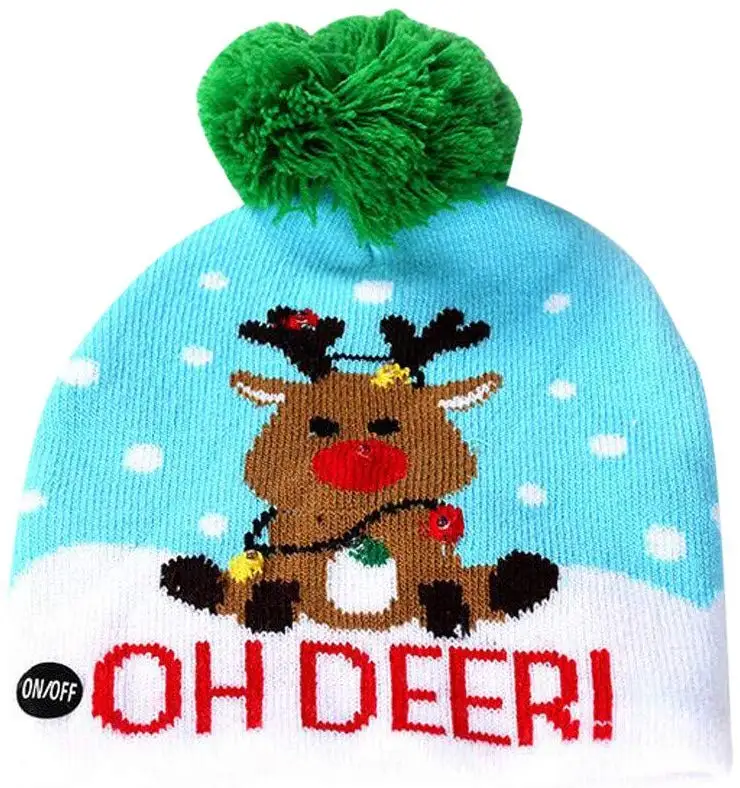 Parent-Child Adults Children Parents Family Party Knit Xmas Hat Christmas Hats Led Beanie Hat
