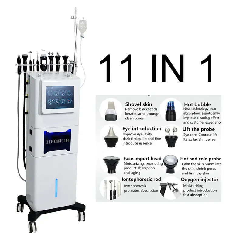 Oxygen jet 11 in 1 salon water scrub skin foam face jet stripping oxygen hydraulic machine clean skin