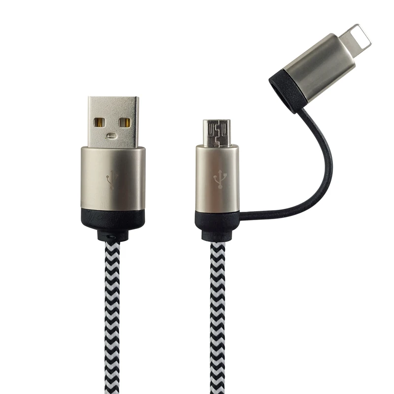 OEM Многофункциональный все в одном usb-кабель для передачи данных с длинным 2 в 1 быстрой зарядки хлопковый Плетеный USB для освещения для USB кабель для мобильного телефона