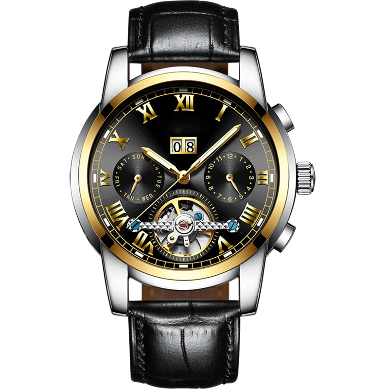 
Custom Men Luxury Mechanical Watches Stainless Steel Tobion Tourbillon Winding Wrist Watches Automatic 