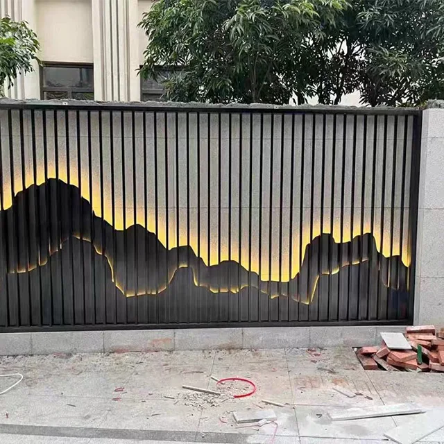 Outdoor garden project Light gallery garden decoration stainless steel landscape background wall