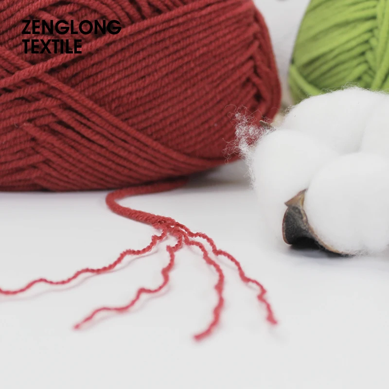 ZENGLONG 100% cotton 4ply 50g 62 colors knitting fancy yarn dyed milk cotton wool crochet 4 ply knitted yarn