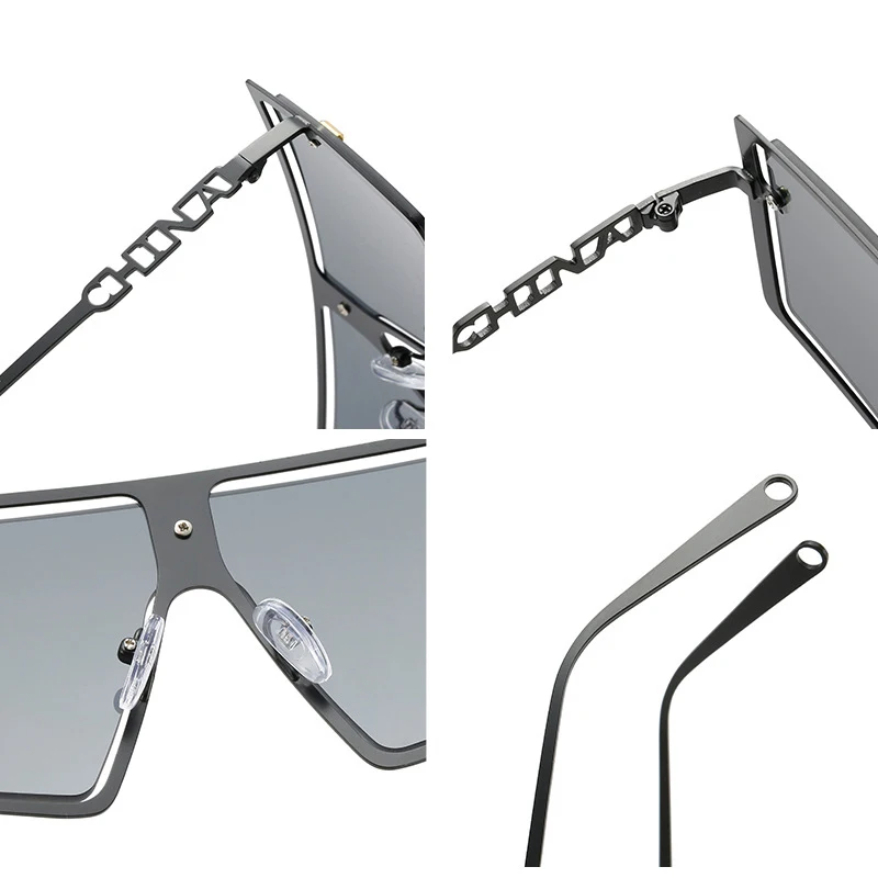 2022 Hot design Fashion Sun Shades Square Lens Sun glasses One Piece Large Frame Women Oversize Sunglasses