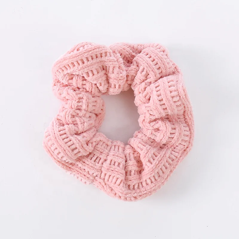 Elegant Chenille Knit Bands Elastic Hair Ties Rope Ponytail Holder for Women Girls Twister Hair Scrunchies