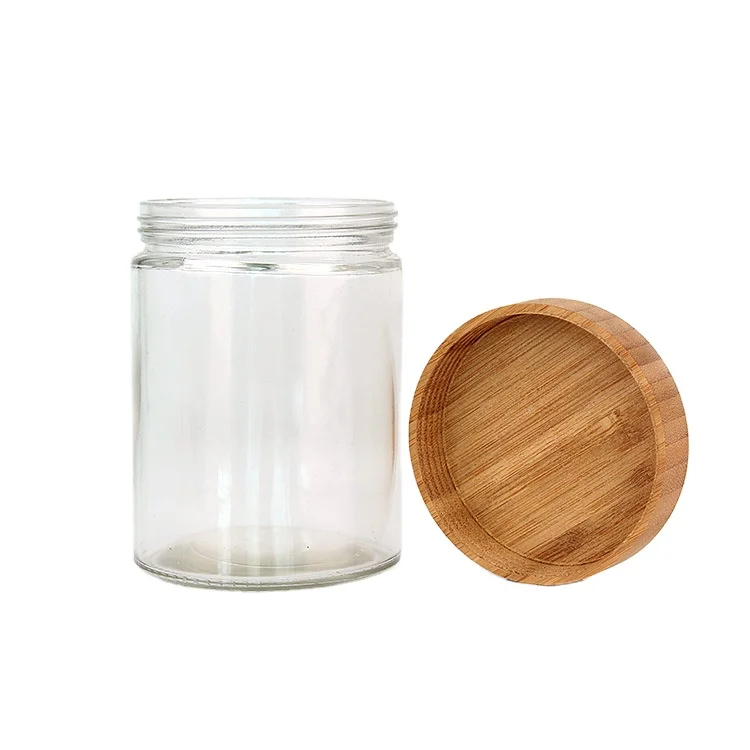 150ml 200ml 250ml Body Lotion Glass Jar with Bamboo Lid and Wood Id