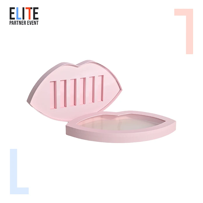 Biodegradable Boite Cadeau Handmade Custom Paper Insert Pink Lip Shaped Lip Gloss Gift Box With Windows