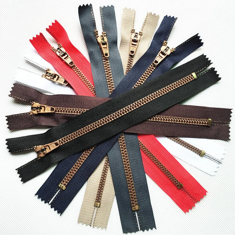 #3 #5 #7 #8 #10 Gold Silver Rose Gold Brass Copper Metal Teeth Custom Metal logo Zipper for Bag Leather Jacket Coat