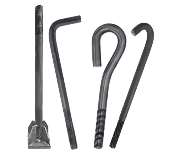Custom A2 A4 Bending J bolt with nut 9 bolt type anchor for hook head anchor bolt  with washers with spring
