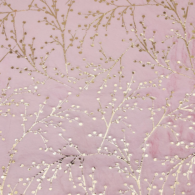 New Design Customized 100% Polyester Fabric Foil Print  Plush Faux Fur Fabric Artificial Rabbit Fur Fabric For Home Textile