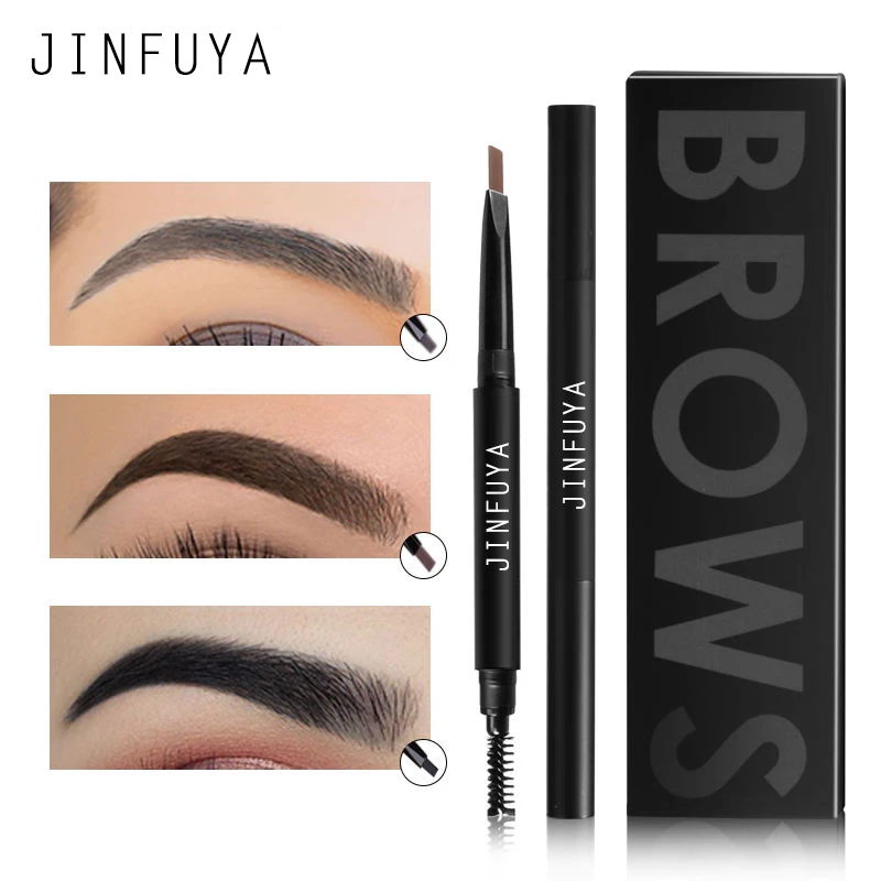 Durable Waterproof Flat Eyebrow Pencil with Brush High Pigment Long Lasting Slim Wholesale 3 Colors Powder Waterproof Makeup Set