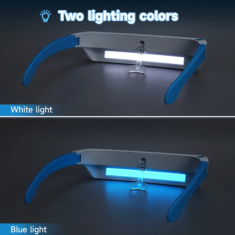 OEM/ODM Blue-White UV-Free Light Therapy Glasses Portable Daylight Wearable Sunlight Lamp Boost Energy Equivalent to 10000 Lux