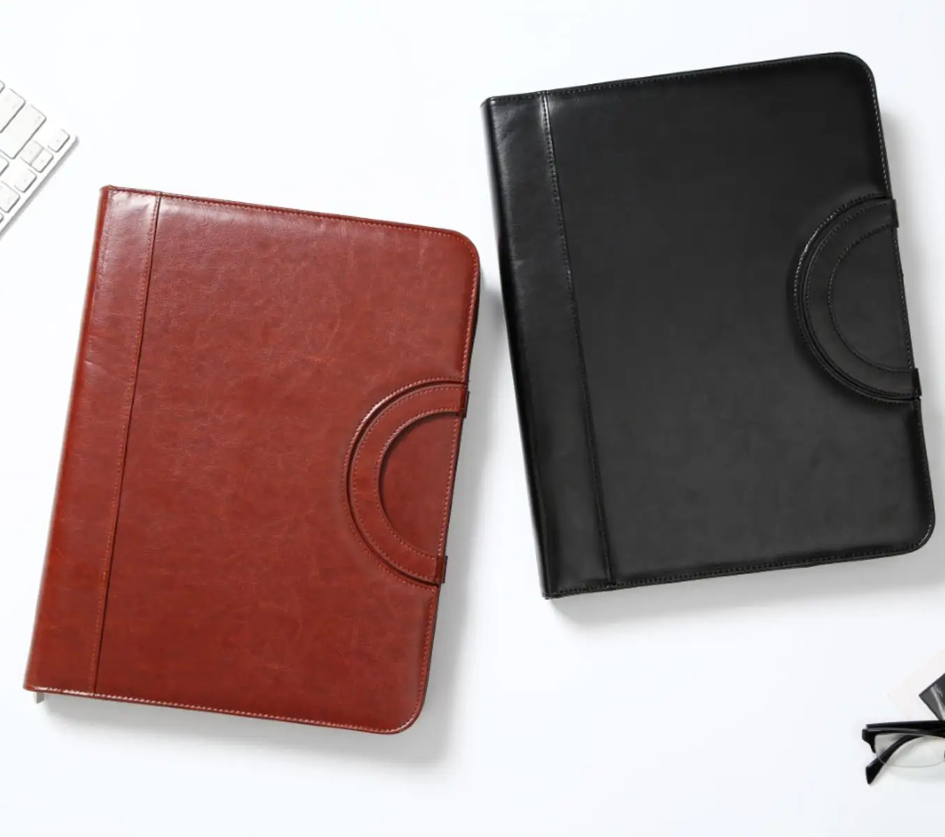 Large Capacity Multifunctional A4 PU Leather Storage Document Portfolio Bag File Folder with