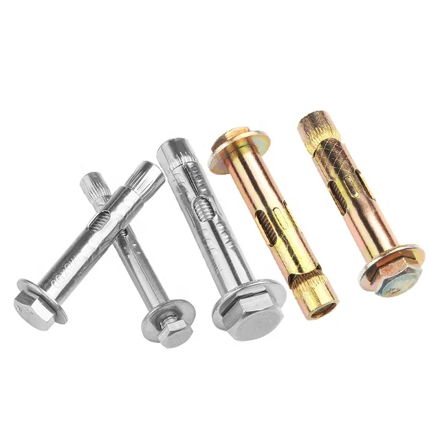 customized 304 Stainless Steel Galvanized Sleeve type expansion anchor bolts With hexagon nuts spring washers and flat washers