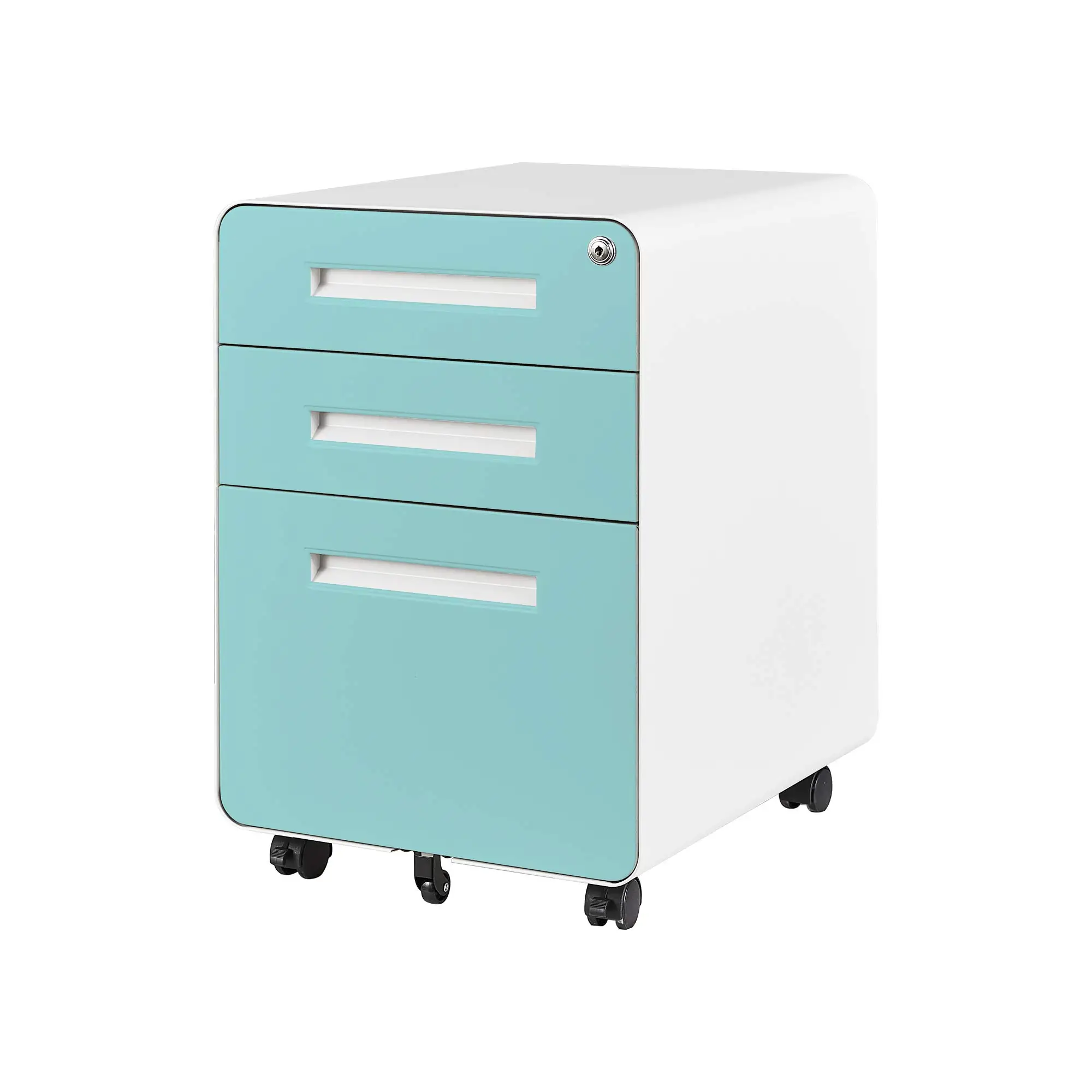 Customizable Secure 3-Drawer Mobile Pedestal File Cabinet with Locking Steel Drawers for Enhanced Safety