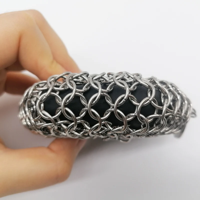 Силиконовая вставка сковорода скребок из нержавеющей стали кухонные щетки для чистки кастрюль чугунный очиститель Chainmail скребок