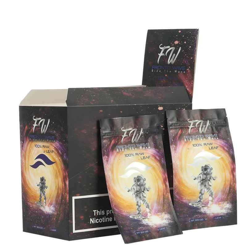 Wholesale Paper Box 8pcs Natural Leave Tobacco Packaging Zipper Bags with Grabba Leaves Packaging Counter Display Boxes