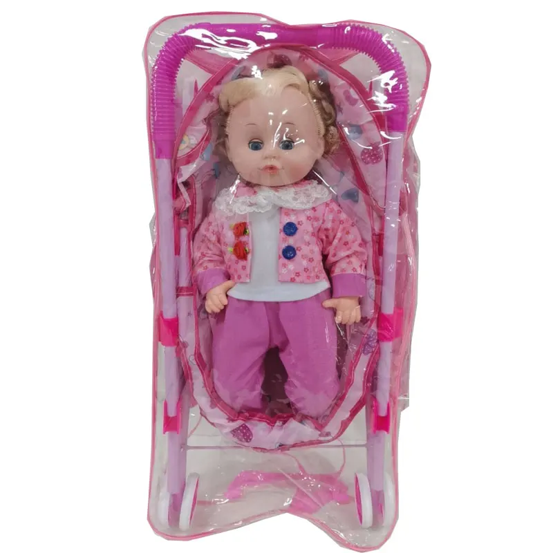 Novelties 2024  Toy For Kid Baby Doll Stroller Toy IC Sound Baby Doll For Girl Role Pretend Play Set  Hot Selling