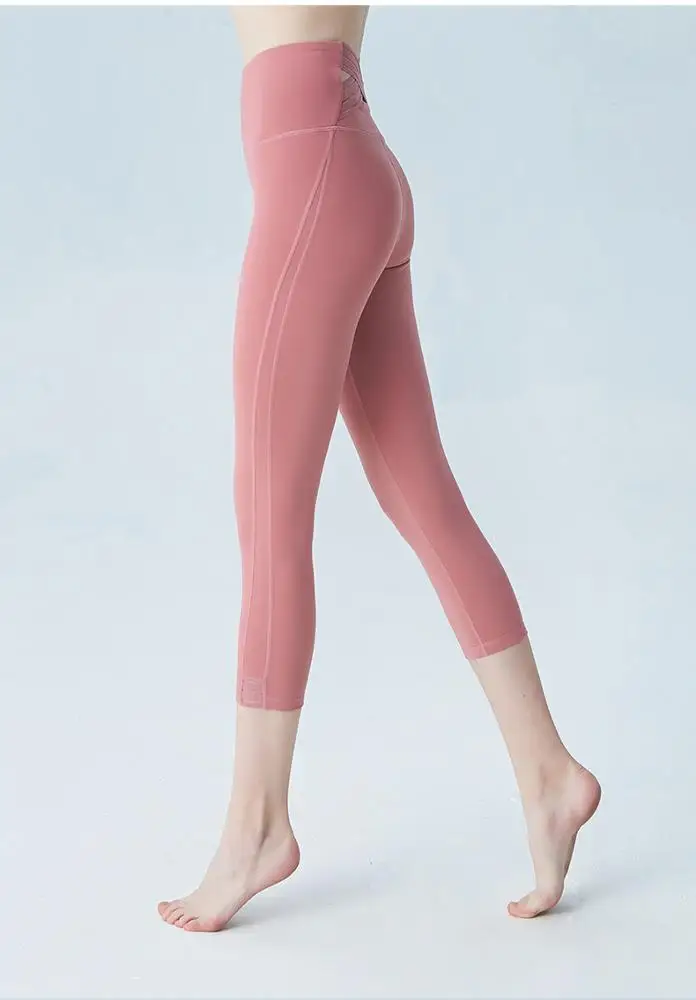 Пользовательские логотип полосатый Высокая талия кальсоны йоги красные Леггинсы для женщин Йога