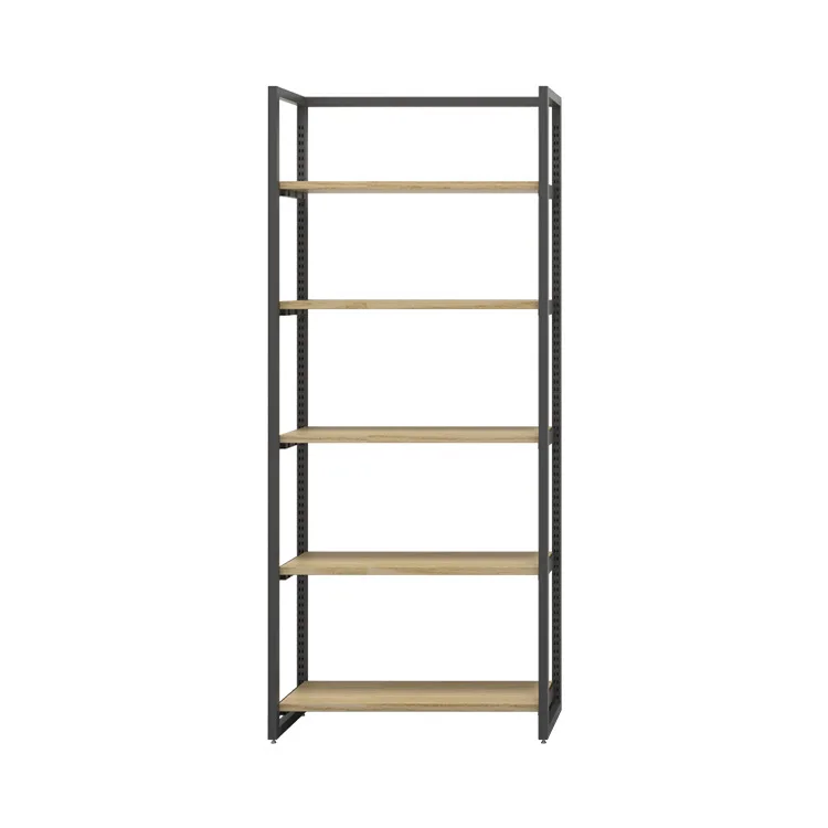 Mall steel and wood shelves design convenience store snacks cosmetics display shelves supermarket shelves
