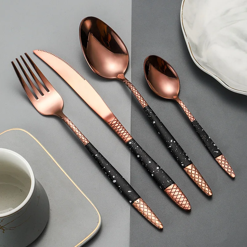 Western Restaurant Stainless Steel Four-piece Set Nordic Dessert Knife Fork and Spoon Household Tableware