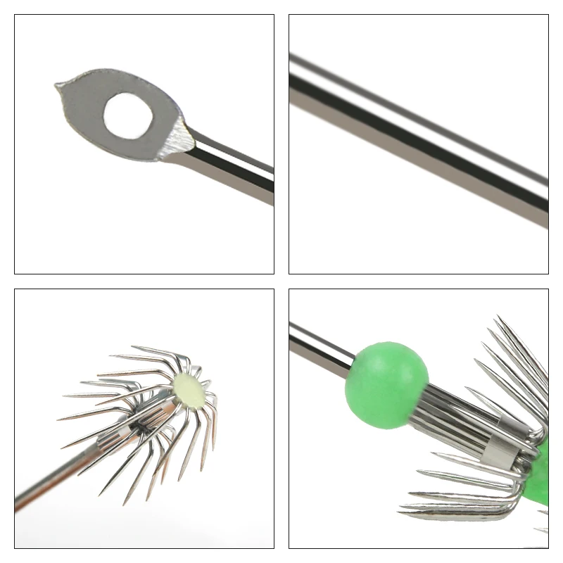 LETOYO 9cm 12cm 15cm 17.5cm Squid Jig Umbrella Luminous Stainless Steel Shaft Squid Jig Hooks For Sea Fishing