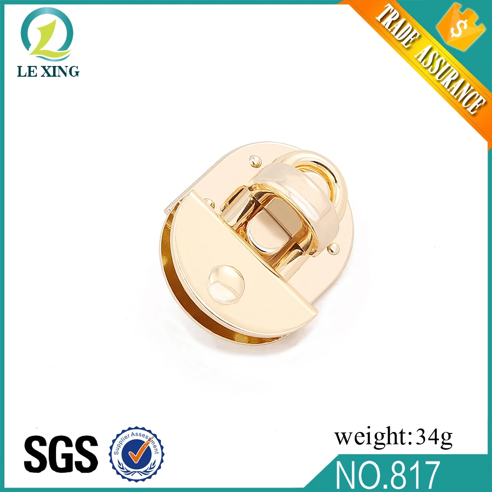 Wholesale bag hardware custom metal handbag lock high quality for bag clip lock metal plates for handbags