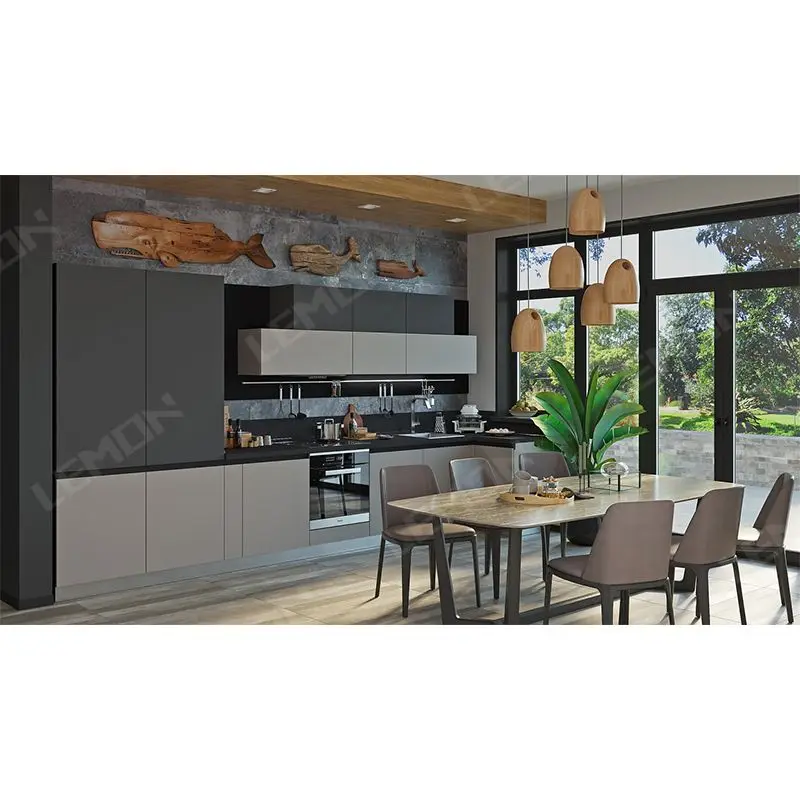 New Model High End Top Quality HPL Kitchen Furniture Kitchen Cabinets Complete Sets With Island Open Kitchen