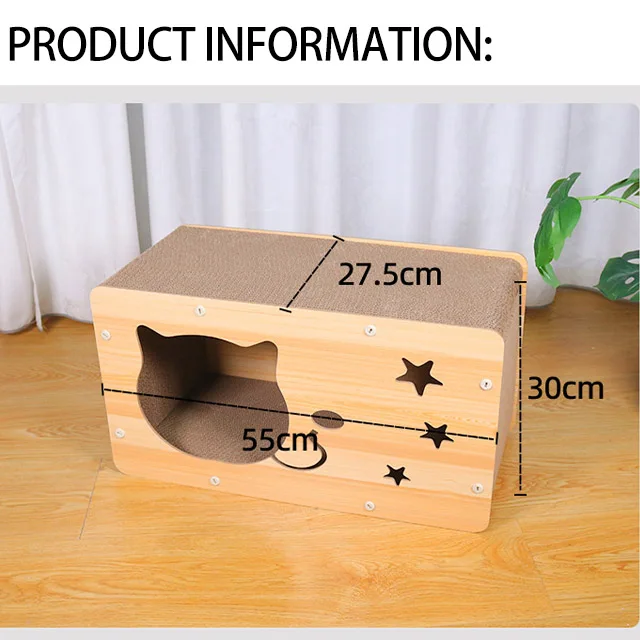 Single-storey cat scratch board Cartoon Cat House pet carrier Pet Villa Durable corrugated cat scratch board pet bed