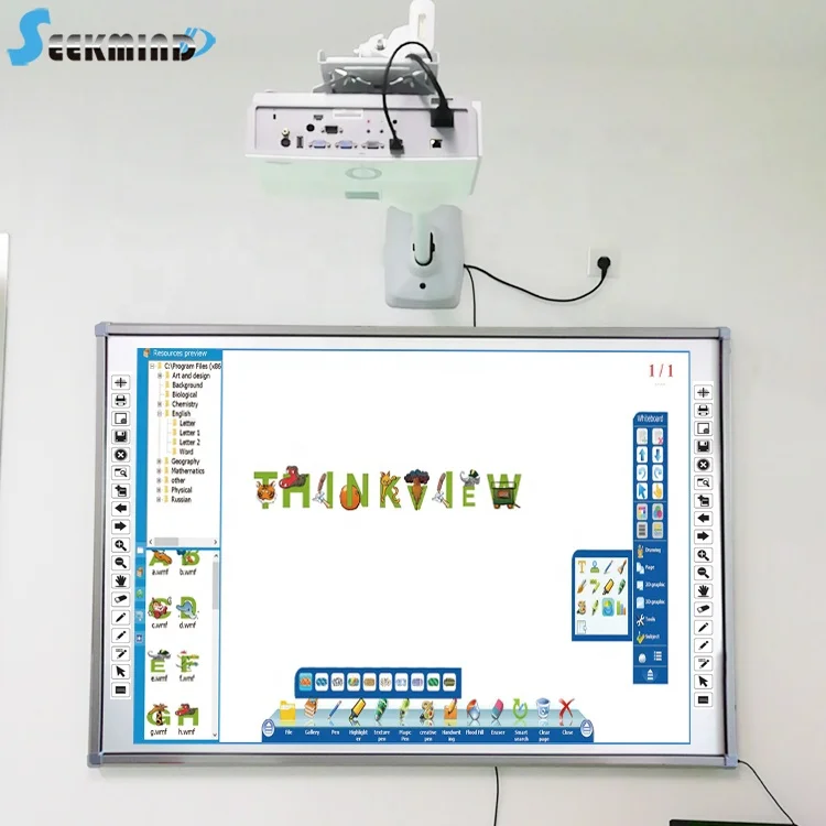 IR intech wall mount interactive whiteboard smart ir class white board with software for teach