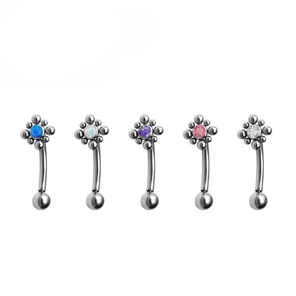 Best Selling G23 Titanium Implant Grade Internally Threaded White CZ Bezel Beaded Belly Button Ring Navel Piercing