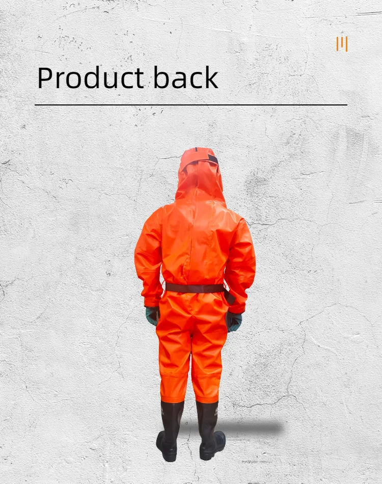 Fireproof and Water-Proof Air-Tight PVC Chemical Protective Coverall Anti-Static Work Clothing with Safety Features