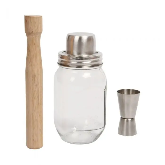 Unique Cheap Mason Jar Transparent Glass cocktail shaker wholesale