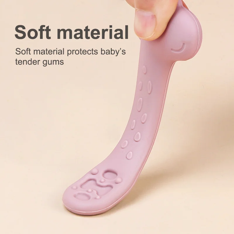 Bpa Free Hot Selling New Arrival 2024 Food Grade Silicon Utensils Toddler Soft Feeder Set Training Baby Spoon for babeis