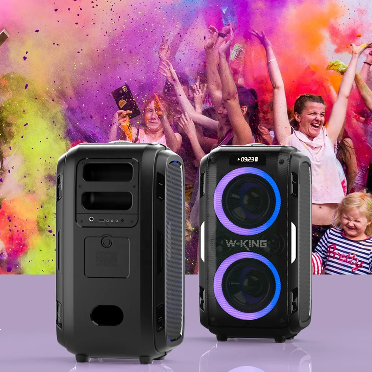 W-KING T9 Pro 120 Вт Мощность Bluetooth колонки со светом поддержка гитары вход и USB 18000 мА/ч большая батарея