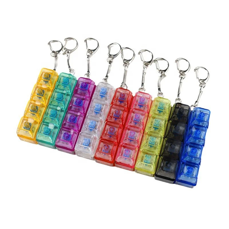 New  2/3/4 Keys Mechanical Keyboard Switch Keychain Tester Switches Key Chain  LED Light  Relieve Stress Keyboard Fidget Toy