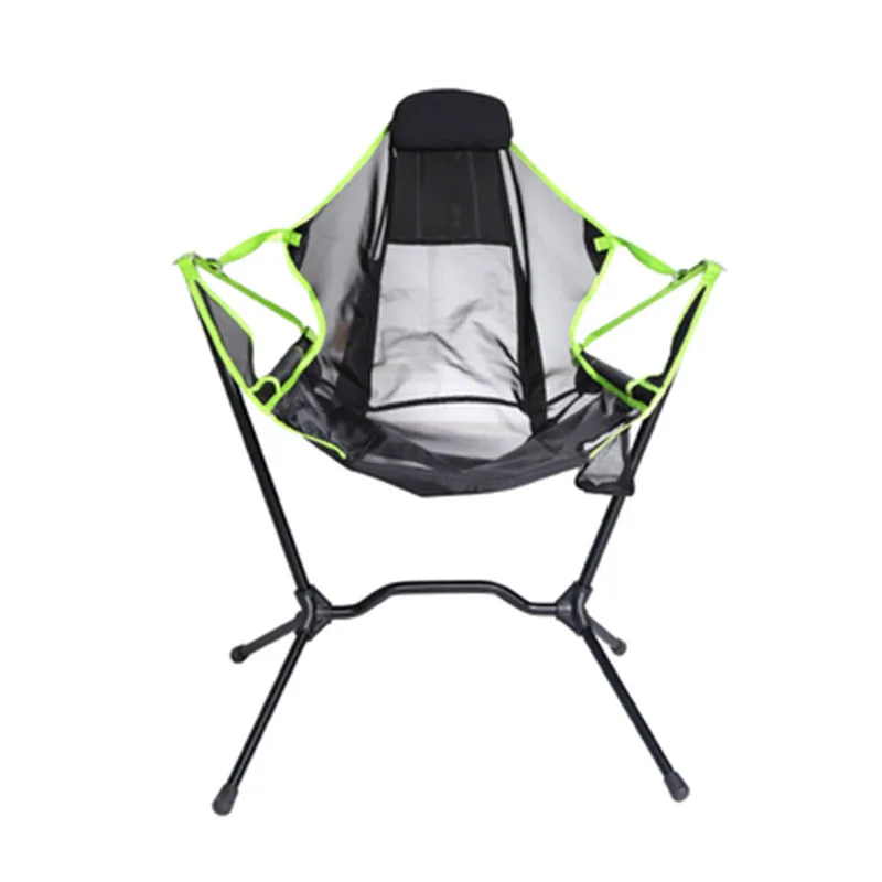 Factory wholesale outdoor custom beach folding rocking chair camping chair foldable barbecue leisure convenient lounge chair