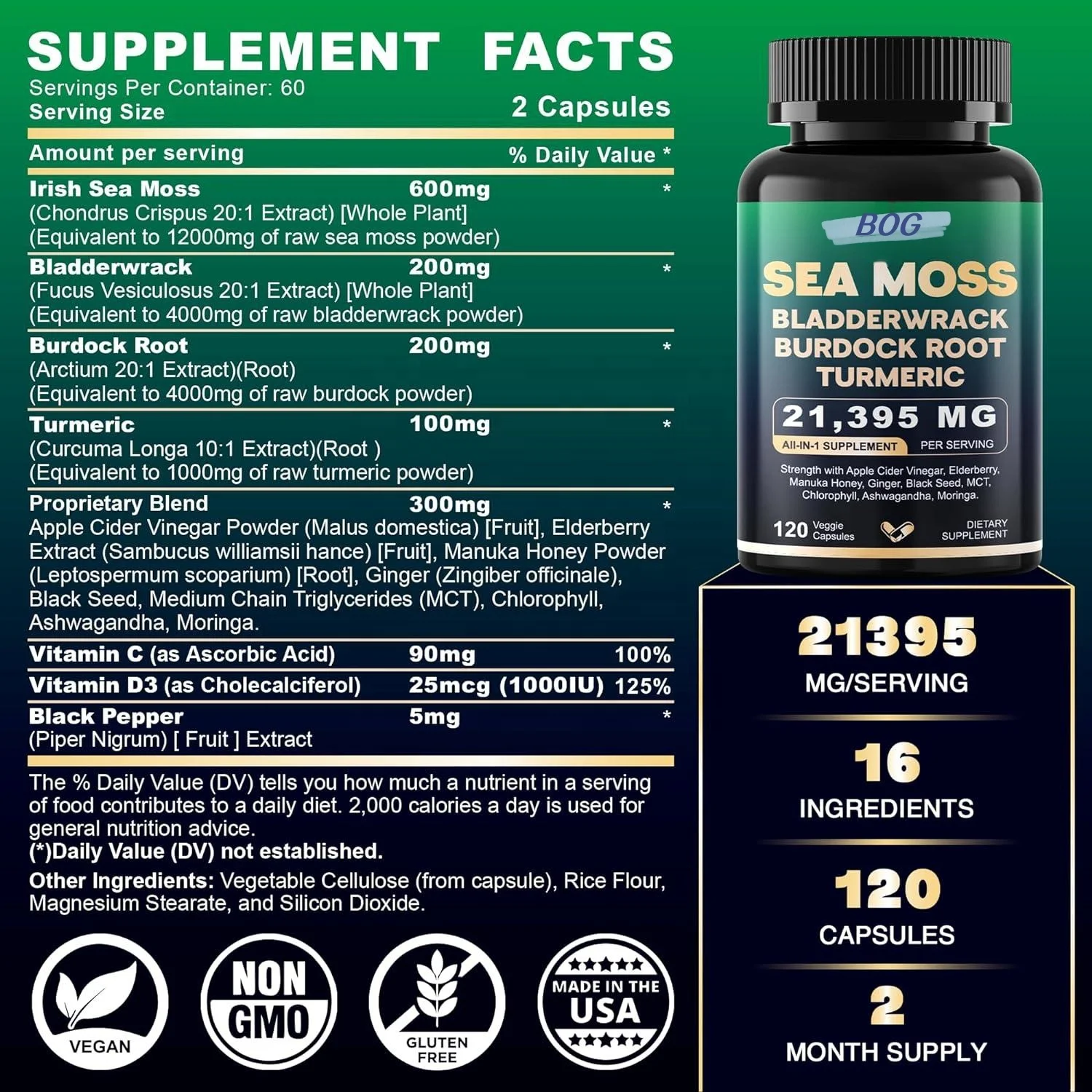 OEM/ODM Amazon Hot Sale Shilajit Sea moss black seed oil ashwagandha Ginger Capsules Supplement for Immunity