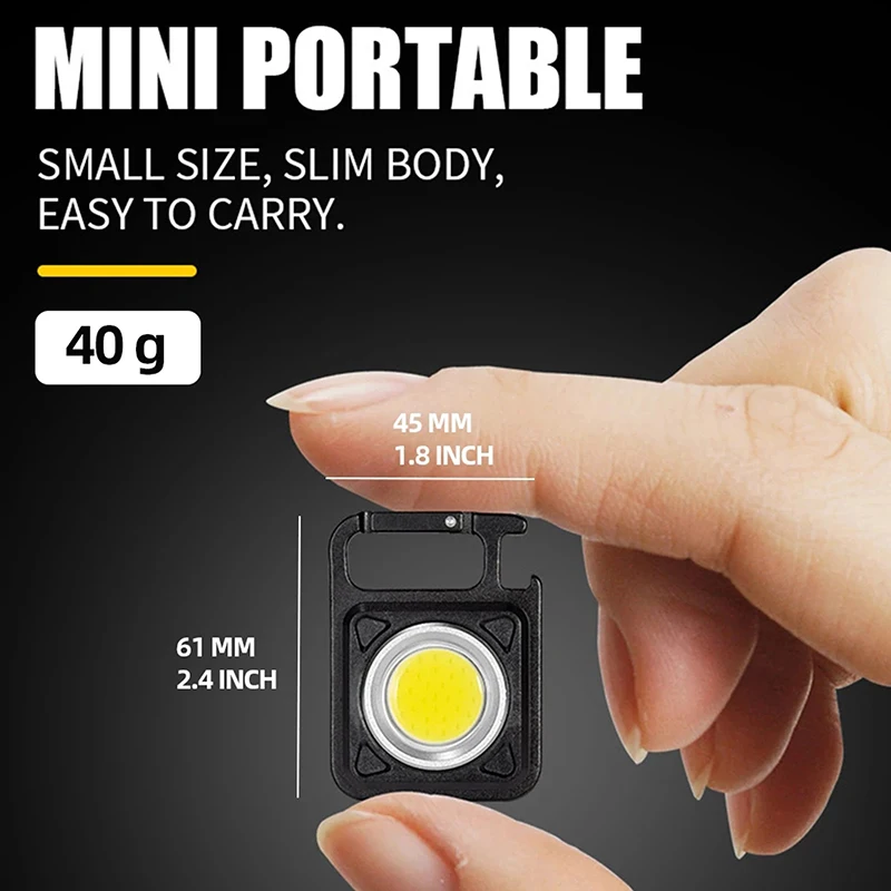 cheap Mini Keychain Rechargeable Magnetic Cob Small Aluminum Flashlight with Folding Bracket Bottle Opener Flashlight