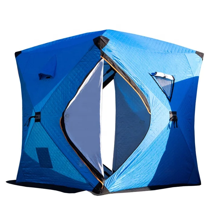 Outdoor Camping Square Stove Jack Cube Insulated Sauna Winter Ice Fishing Tent