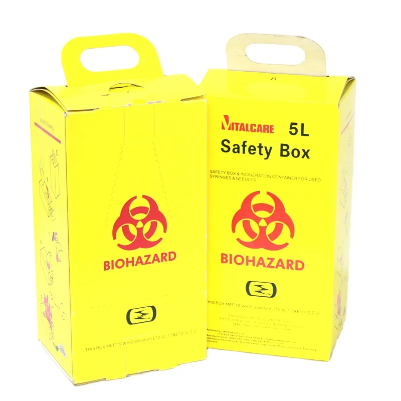 5l manufacturer medical safety box for syringe 5 liter package box kraft paper safety box for sharps
