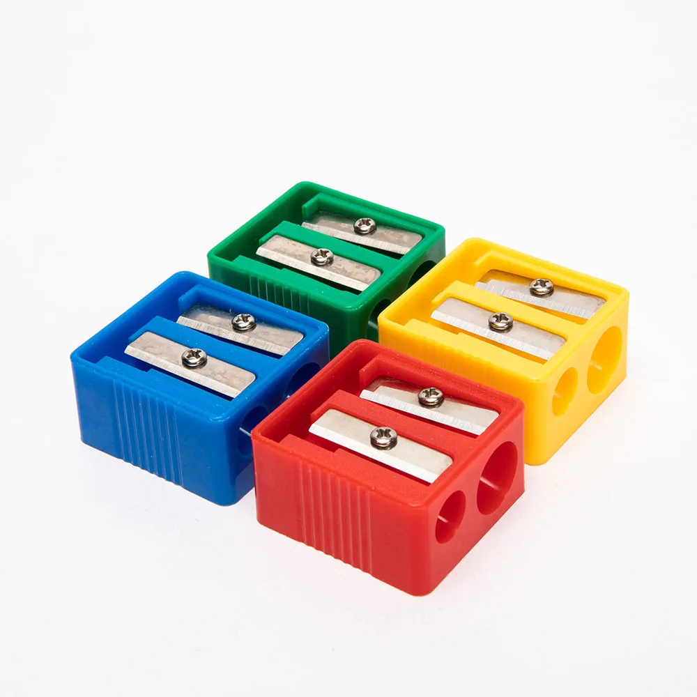 2 отверстия простой черного, красного, синего, желтого, 8 мм Фантазии высокое качество изготовленный на заказ простые школьные детские эксплуатации двойные отверстия точилка для карандашей